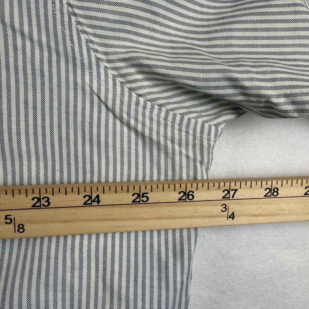 Ruddock Bros Western Shirt Mens 18x36‎ Blue White Striped Cotton Long Sleeve USA - Picture 5 of 8